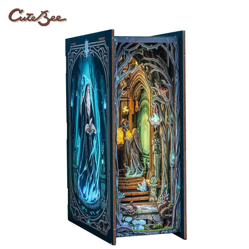 CUTEBEE DIY Book Nook Kit The Gate of Wonderland – Fantasy Puppenhaus aus Holz mit LED-Licht und Staubschutz, Mehrfarbig - Bild 3