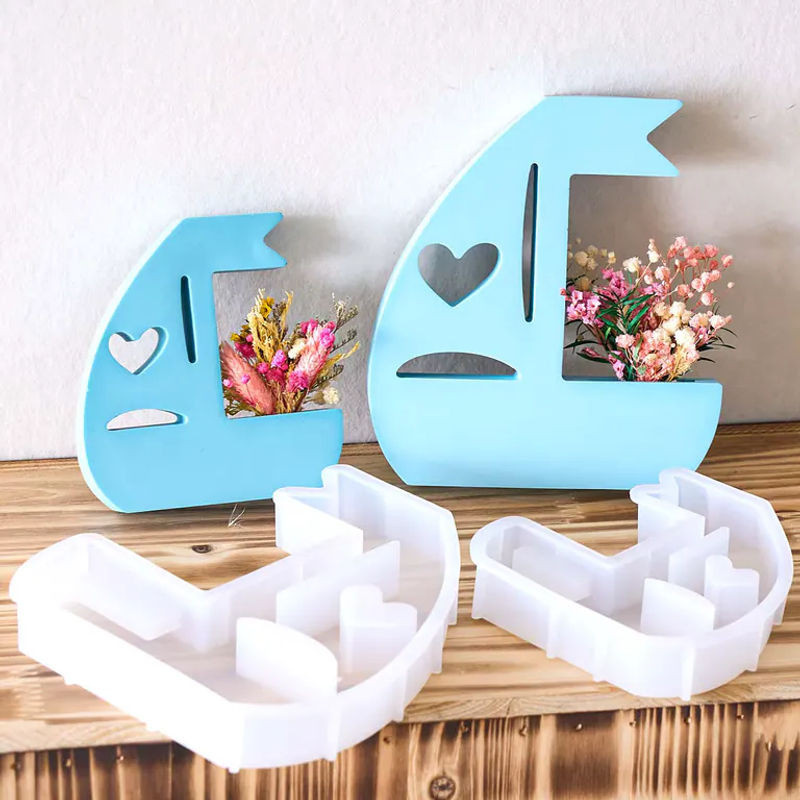 UDOCOOL Silikonform Segelboot für DIY Blumenarrangements und Vasen aus Gips oder Harz in Weiß - Bild 1