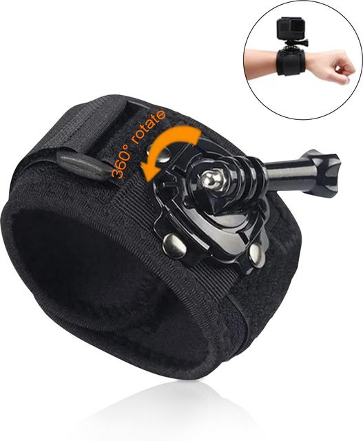 360 Grad rotierbarer Handgelenk-Gurt für GoPro, DJI OSMO und Insta360 in Schwarz - Bild 1