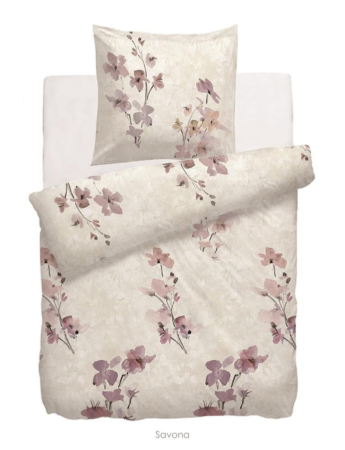 Heckett & Lane Twill Bettwäsche Savona Blüten rosa geblümt, 2-tlg. aus Baumwolle, B/H: 155 x 220 cm und 80 x 80 cm - Bild 1