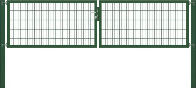 Doppeltor Flexo Plus in Grün aus Stahl mit Pfosten, Breite: 400 cm, Höhe: 100 cm, Pfosten B/T/H: 100 x 100 x 100 cm - Bild 1