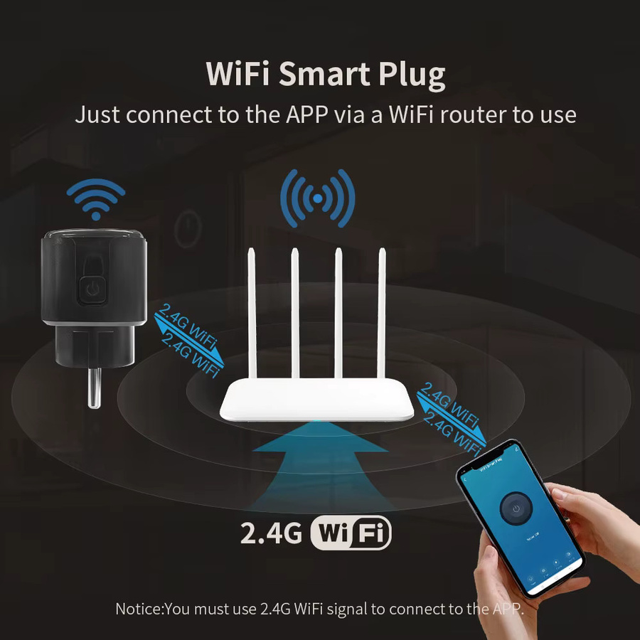 Elivco Tuya Smart Plug 16A EU WLAN-Steckdose mit Stromüberwachung in Schwarz - Bild 2