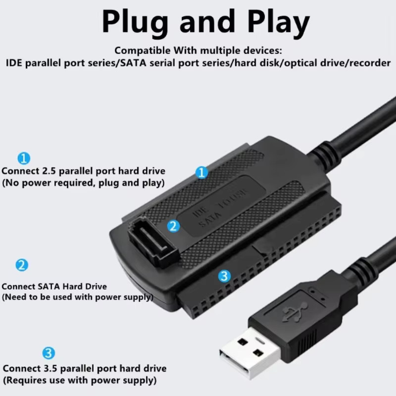 Ninth World SSD Easy Drive Line SATA zu USB 3.0 Konverter mit USB-C Anschluss, Schwarz - Bild 3
