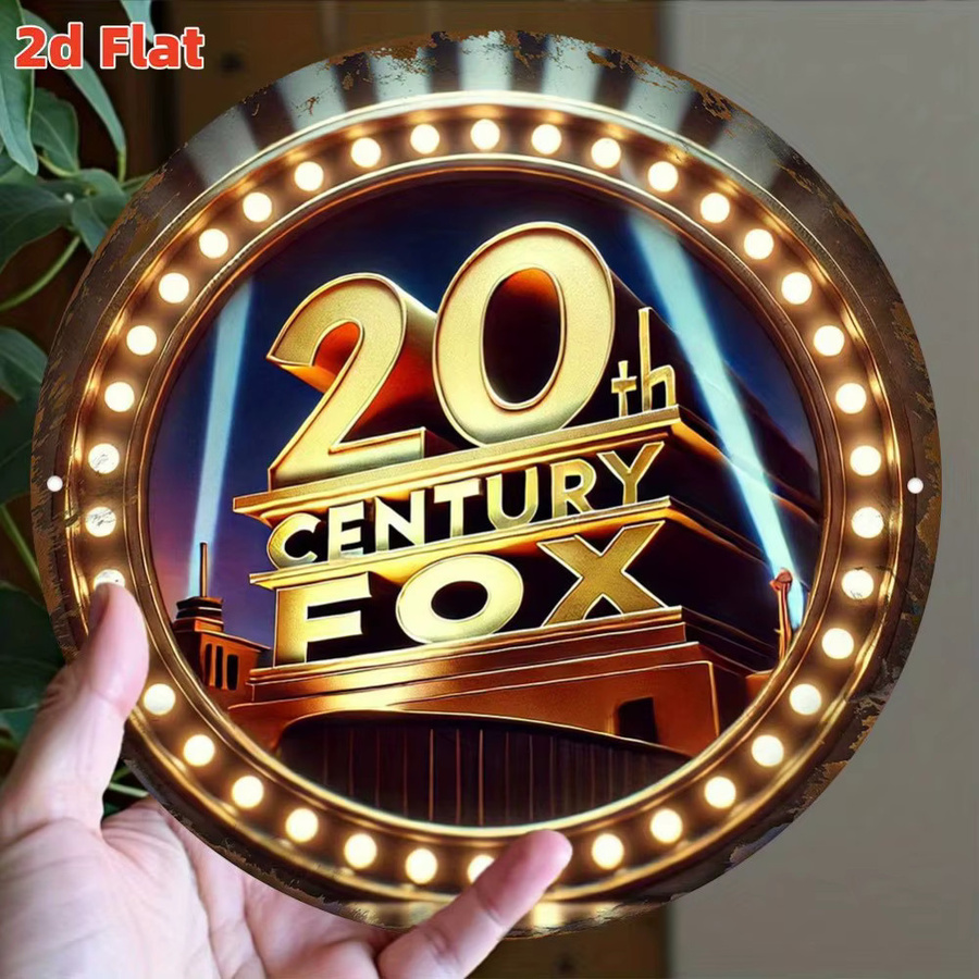 HELLOYOUNG Fox-Logo des 20. Jahrhunderts Wandgemälde aus Metall in Gold, rund, Durchmesser: 20 cm - Bild 4