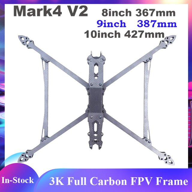 TrueX Mark4 V2 FPV-Rahmensatz aus 3K Vollcarbon in Schwarz, erhältlich in den Größen 8 Zoll (367 mm), 9 Zoll (387 mm) oder 10 Zoll (427 mm) - Bild 1