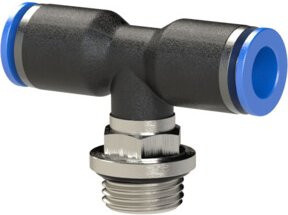 Riegler T-Steckverschraubung Blaue Serie, drehbar, Messing, G 1/4, Durchmesser: 10 mm - Bild 1