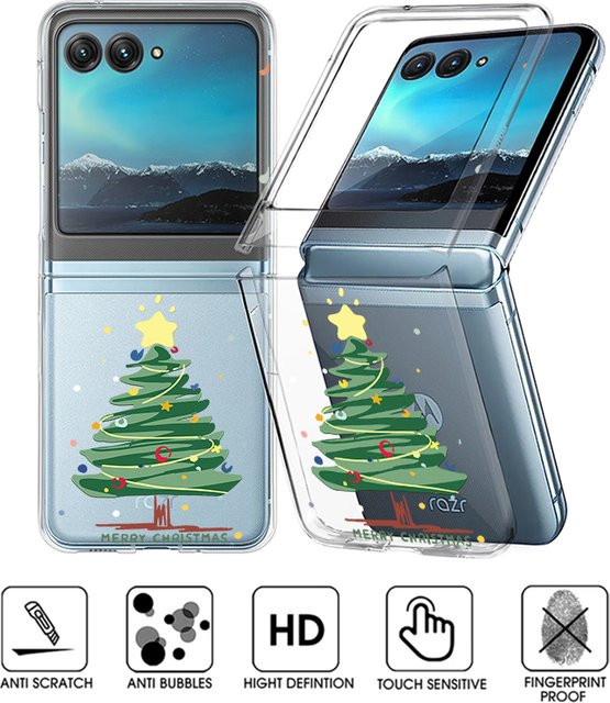 Stoßfeste transparente Handyhülle mit Weihnachtsbaum-Design für Motorola Razr 40 50 Ultra, Razr 40 und Razr 50, faltbare Schutzhülle aus hartem PC - Bild 1