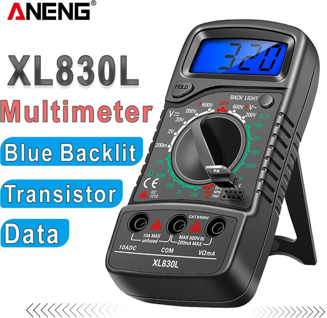 ANENG XL830L Digitales Multimeter in Schwarz als ESR-Messgerät und Transistor-Spitzentester für Kfz-Elektrik - Bild 1