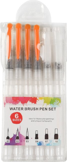 Wasserlöslicher Aquarell-Füllfederhalter mit weichem Pinsel und großem Wasserspeicher in Orange - Bild 1