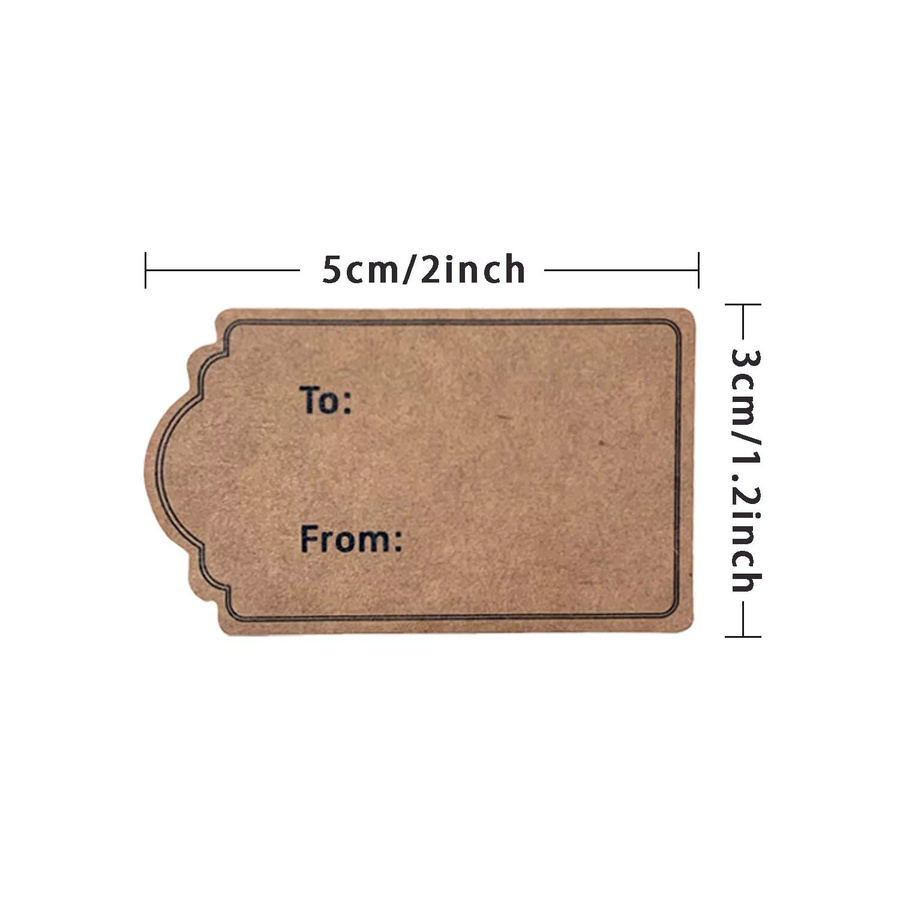 300 Stück selbstklebende Geschenkanhänger aus braunem Kraftpapier, Etiketten für Geschenke und Weihnachtsdekoration, B/H: 3,05 x 5,08 cm - Bild 2