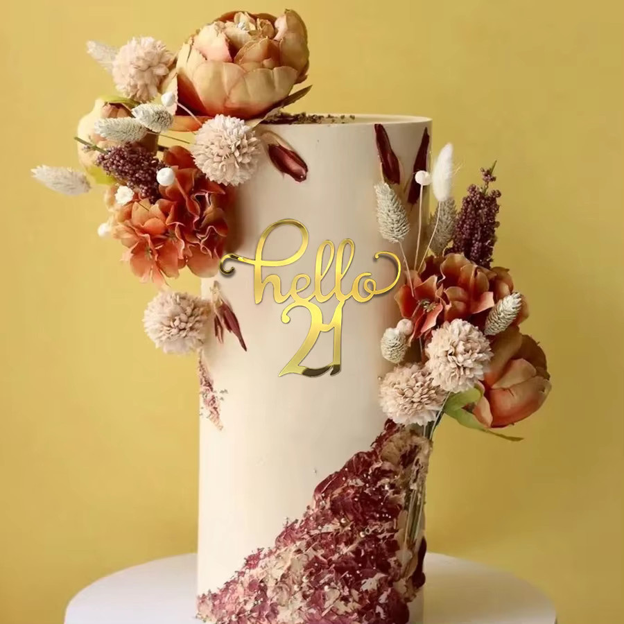 3er Set goldene Acryl Kuchen Topper von hello21 zur Dekoration für Geburtstag oder Hochzeitstag - Bild 2