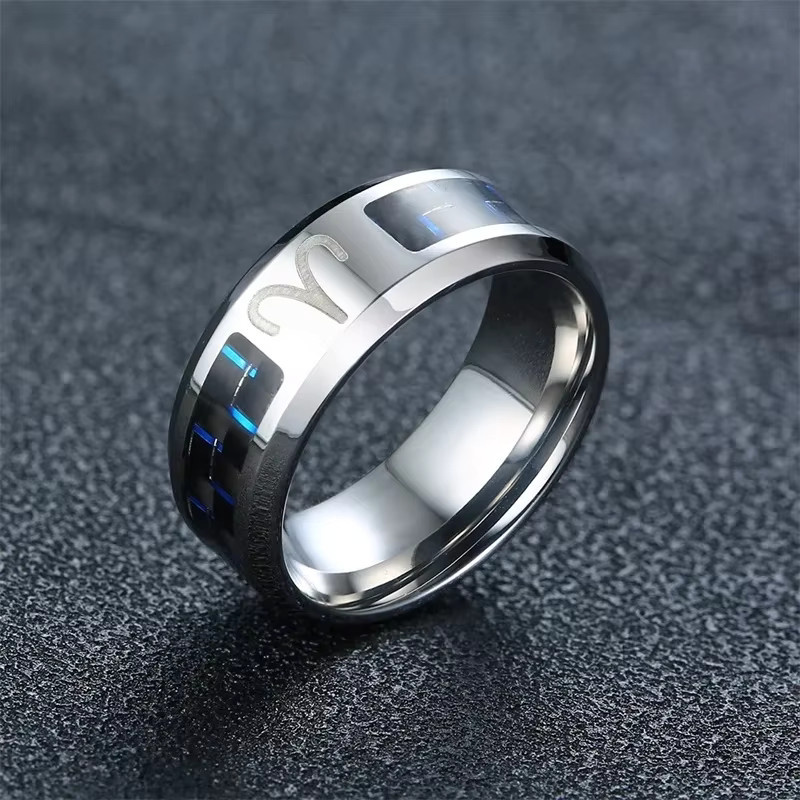 Vnox Ring, Edelstahl, Silber, 8 mm, Unisex - Bild 1
