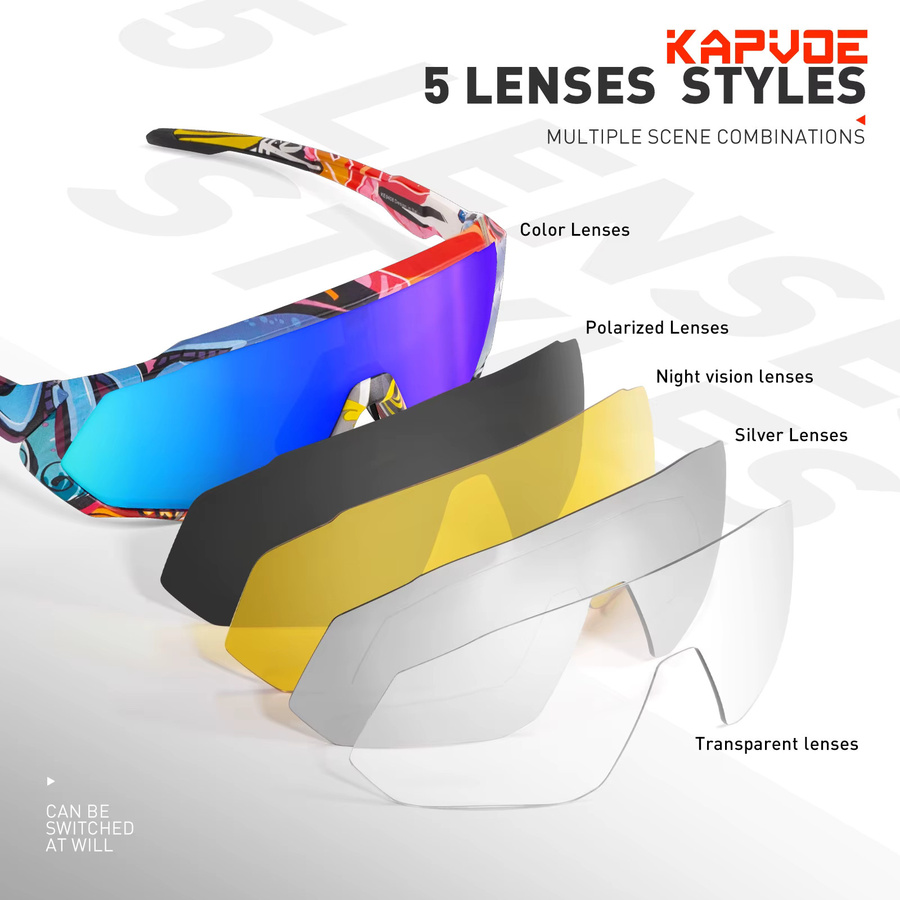 Kapvoe Sportsonnenbrille, Vollrand, polarisiert, Unisex, Multicolour - Bild 4