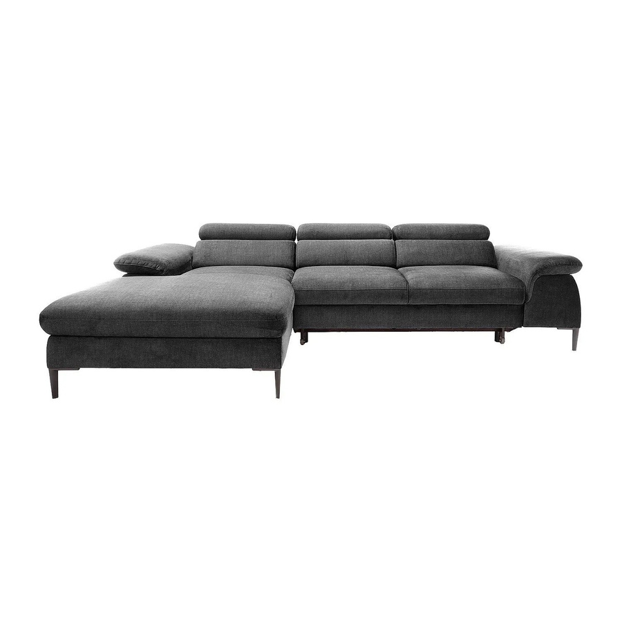 Vente-unique Schlafsofa Sepina in Anthrazitgrau mit L-Form und Samtbezug, Breite: 288 cm - Bild 2