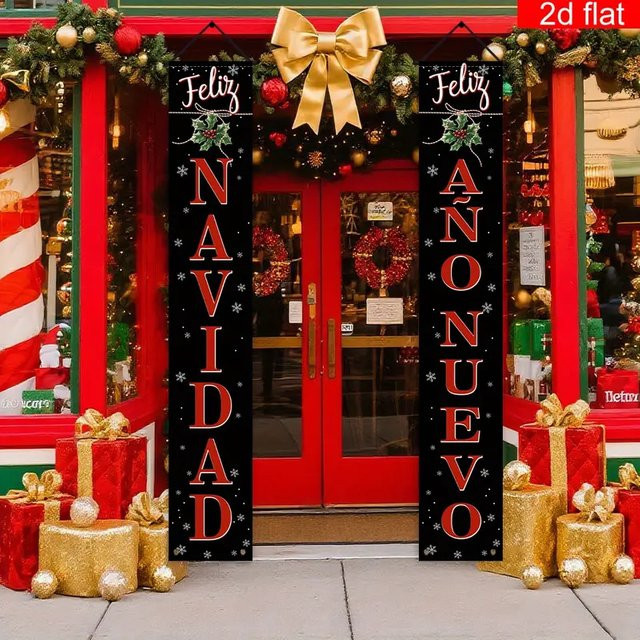 VIKAMA 2er-Set spanische dekorative Couplets für Weihnachten und Partys, Schwarz, B/H: 30 x 180 cm - Bild 1