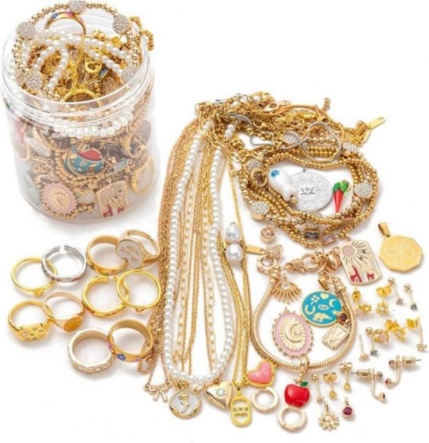 BLUELANS Schmuck-Set, Halsketten und Ohrringe, Messing, Gold, Damen, Vintage - Bild 1