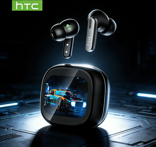 HTC NE46 TWS Bluetooth 6.0 Ohrhörer mit Smart Screen, Herzfrequenzüberwachung, Geräuschunterdrückung und KI-Übersetzer in Schwarz oder Grün - Bild 1