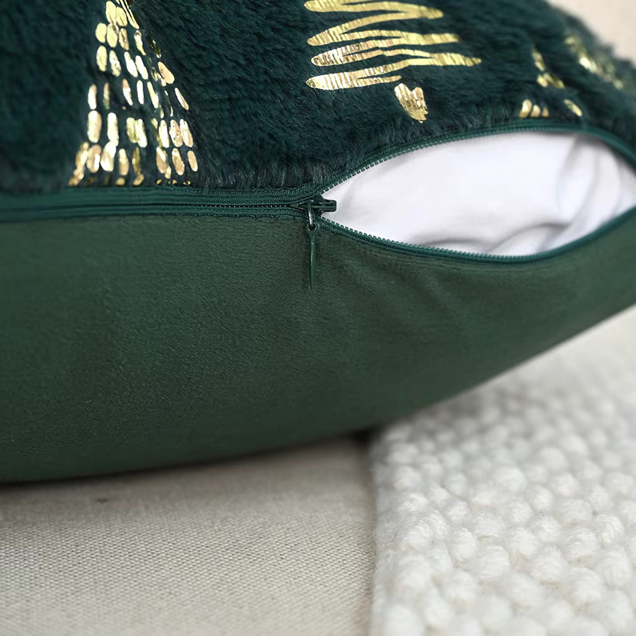 BUYNOW Samt Kissenbezug mit Weihnachtsbaum-Goldprägung für dein Wohnzimmer oder Schlafzimmer in Rot, Grün oder Weiß - Bild 5