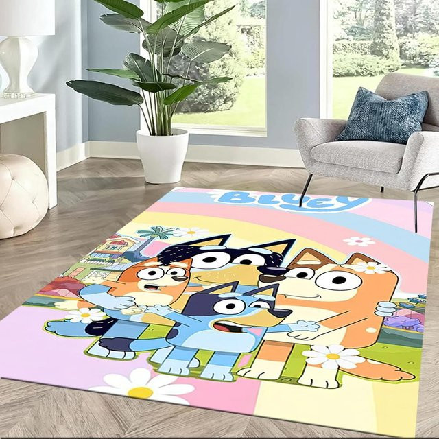 LivSpaceVibe Bluey Familienabenteuer Teppich mit Kinder-Motiv, mehrfarbig/blau, Polyester, B: 120 cm, T: 80 cm - Bild 1