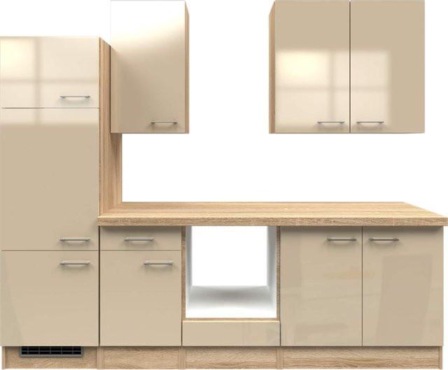 Flex-Well Küchenzeile ohne Elektrogeräte in Beige, Breite: 270 cm - Bild 1