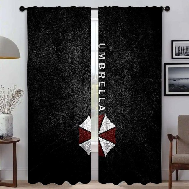 Verdunkelungsvorhänge für Schlafzimmer und Zimmer mit Halloween-Dekoration, 2 Paneele, Farbe: Schwarz, Breite: 50 cm, Höhe: 70 cm - Bild 1