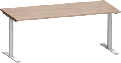 Schäfer Shop Genius Schreibtisch MODENA FLEX höhenverstellbar, Eiche-Dekor und Weiß, B: 180 cm, T: 80 cm - Bild 1