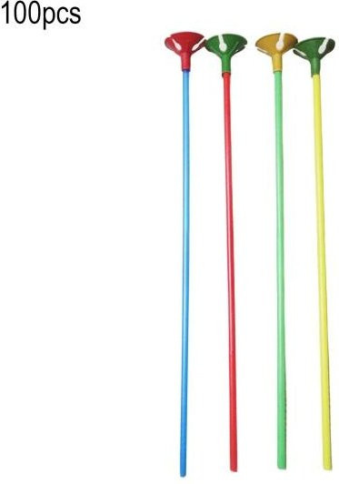 100 Stück Ballonhalterstäbe aus Kunststoff in Transparent und Multicolour zum Binden von Ballonbögen für Geburtstage, Hochzeiten und Partys - Bild 1