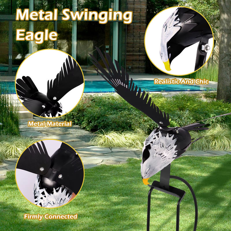 Wetterbeständiger Eulen Wind Spinner aus Metall in Schwarz für die Garten Dekoration - Bild 2
