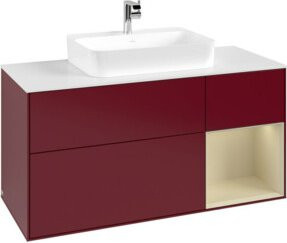 V&B Finion Waschtischunterschrank mit LED-Beleuchtung und Regalfach in Grau Lack, Breite: 120 cm - Bild 1