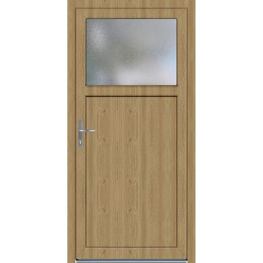 Kunststoff-Nebeneingangstür PANTO K504 mit Glaseinsatz in Dekor Kiefer, Farbe Braun, B: 98 cm, H: 198 cm, DIN Links - Bild 2
