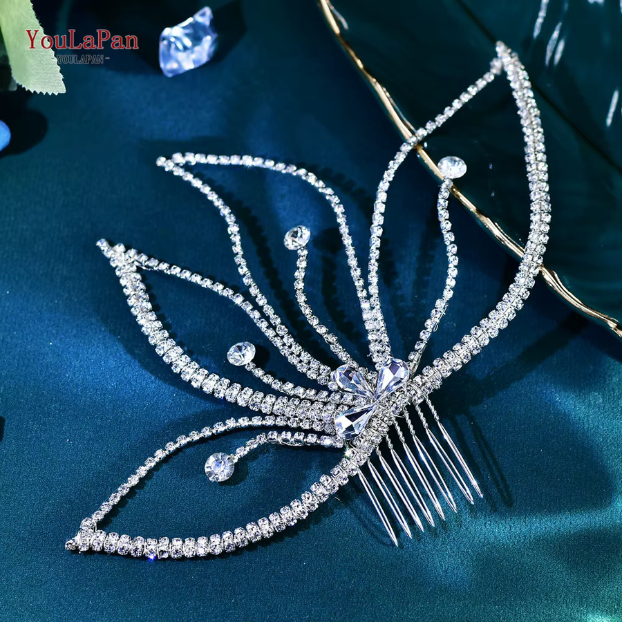 YouLaPan Haar Kamm, Kristall Blätter, Strass Blume, Damen - Bild 2