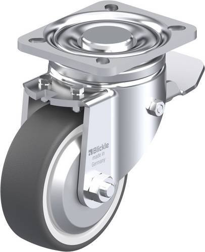 Blickle Lenkrolle LH-POTH 100G-1-ST-FA mit Feststeller, Rad-Durchmesser: 100 mm, Tragfähigkeit: 300 kg, Farbe: Silber - Bild 1