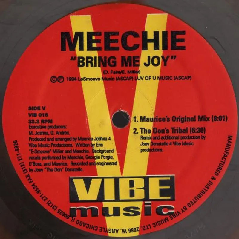 MEECHIE - Bring Me Joy 12-Zoll Vinyl Schallplatte VIBE MUSIC 1994 US Dance & Electronica mehrfarbig - Bild 1
