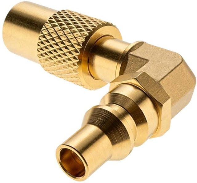 Greenery Tools Gaswinkelverbinder 90 Grad abgewinkelt aus Messing für Tischgrills, 1/4 Zoll, Beige/Gold - Bild 1