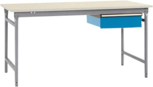 Manuflex BB5241.9006 BASIS Komplett-Beistelltisch stationär mit Melamin-Platte und Einzelschubfach in Silver/Multicolour, B/T/H: 125,0 x 80,0 x 78,0 cm - Bild 1