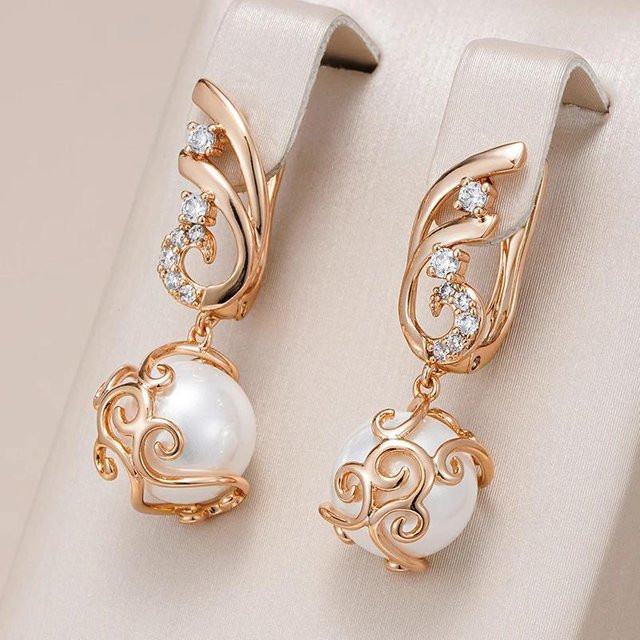 Bamos Ohrringe, roségold, Zirkonia, Perle, Damen - Bild 1