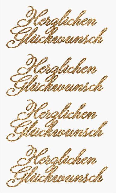 Rico Design Paper Poetry Glittersticker Herzlichen Glückwunsch in Gold - Bild 1
