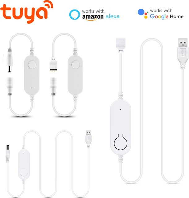 Tuya WLAN RGB-LED-Streifen-Controller von Rybakov für 5V USB, 12V 4PIN und DC, Smart Home Dimmer für 2835 5050 COB Neon-LED-Bänder - Bild 1