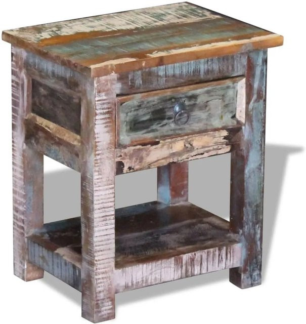 vidaXL Beistelltisch aus Massivholz mit 1 Schublade in Altholz-Optik, B/T/H: 43 x 33 x 51 cm - Bild 1