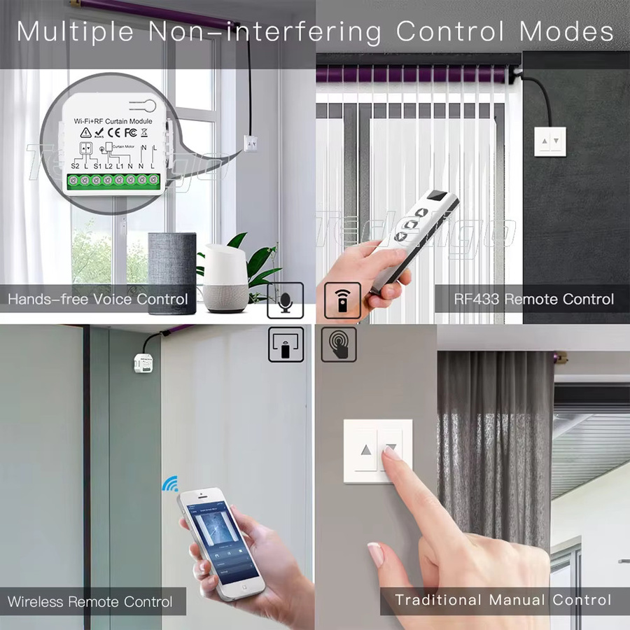 Tuya WiFi Smart Vorhang Schalter und Rollos Shutter Modul mit 433 MHz RF Fernbedienung in Weiß, kompatibel mit Alexa und Google Home Assistant - Bild 3