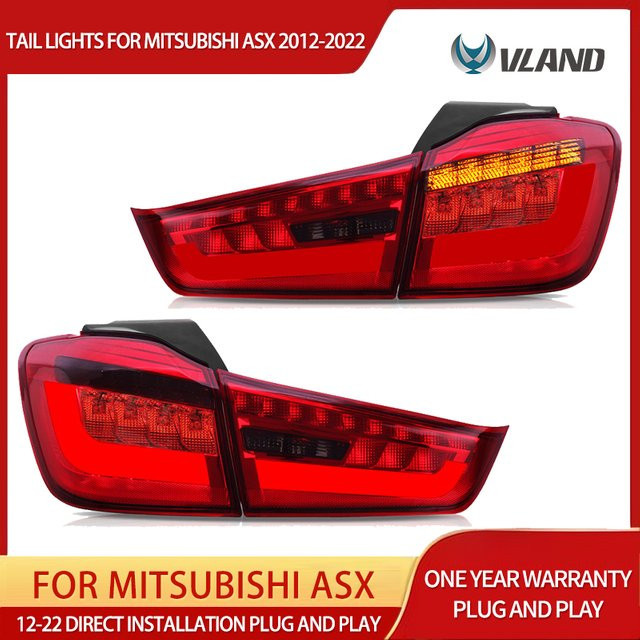 Vland LED-Rücklichter Set für Mitsubishi ASX 2012–2022 mit bernsteinfarbenem Blinker und sequentieller Anzeige, links und rechts Paar, Orange-Rot - Bild 1