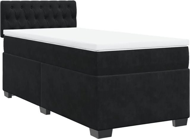 vidaXL Boxspringbett mit Matratze in Schwarz aus Samt mit USB-Anschluss und Unterbettbeleuchtung, B/T/H: 80 x 200 cm - Bild 1