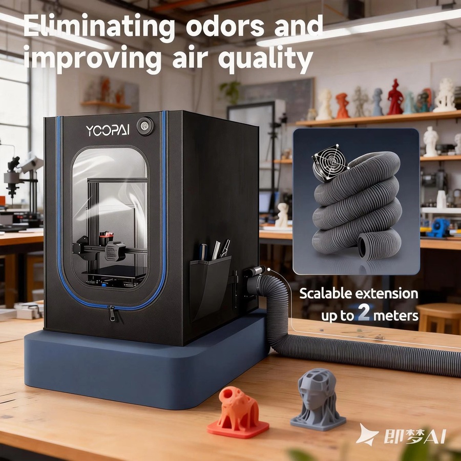 Creality Belüftungsset für 3D-Drucker-Gehäuse mit LED Thermo-Hygrometer, feuerfestes und staubdichtes Kit in Schwarz - Bild 2