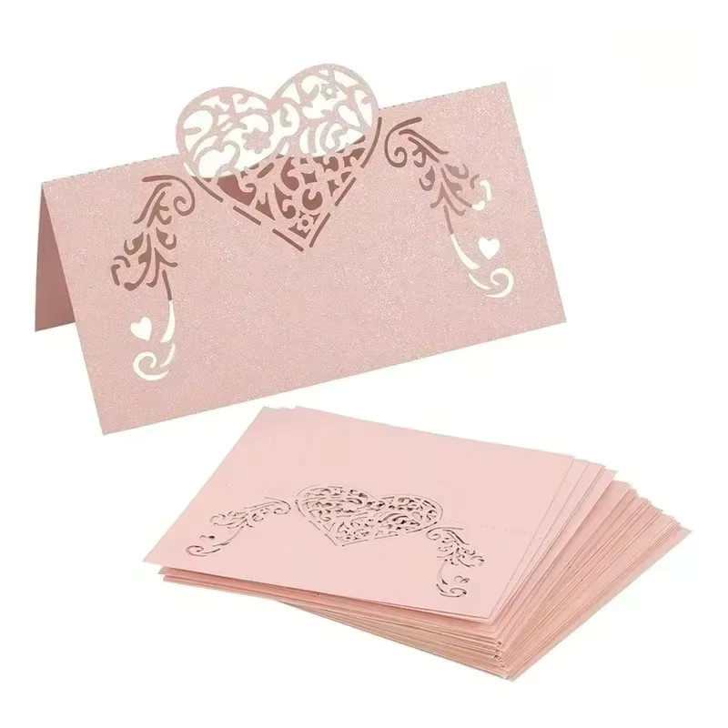 20 Stück Herzförmige Tischkarten aus Papier in Rosa und Lila für Hochzeiten und Valentinstag - Bild 2