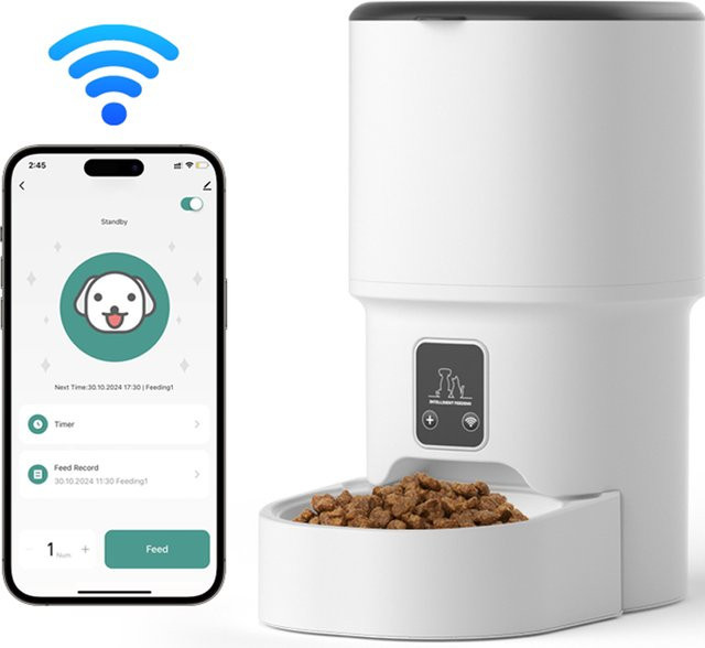ZYfeeder Smart Cat Feeder mit WiFi und Tuya App, 4L Kapazität, zeitgesteuerte und quantitative Fütterung, Weiß - Bild 1