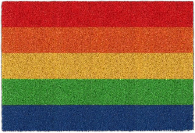 Relaxdays Fußmatte aus Kokosfaser in Bunt mit Regenbogen-Streifen, rutschfest und wetterfest, B/T/H: 60 x 40 x 1,5 cm - Bild 1