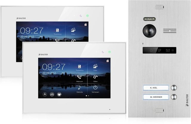 Balter EVO Video-Türsprechanlage für Zweifamilienhäuser mit 2x 7 Zoll Monitor in Silber-Weiß - Bild 1