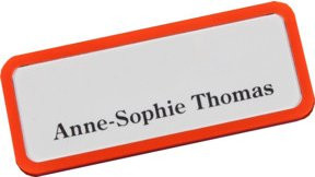 Magnetisches Namensschild von Eichner aus Kunststoff in Orange, B/H: 81 x 33 mm - Bild 1