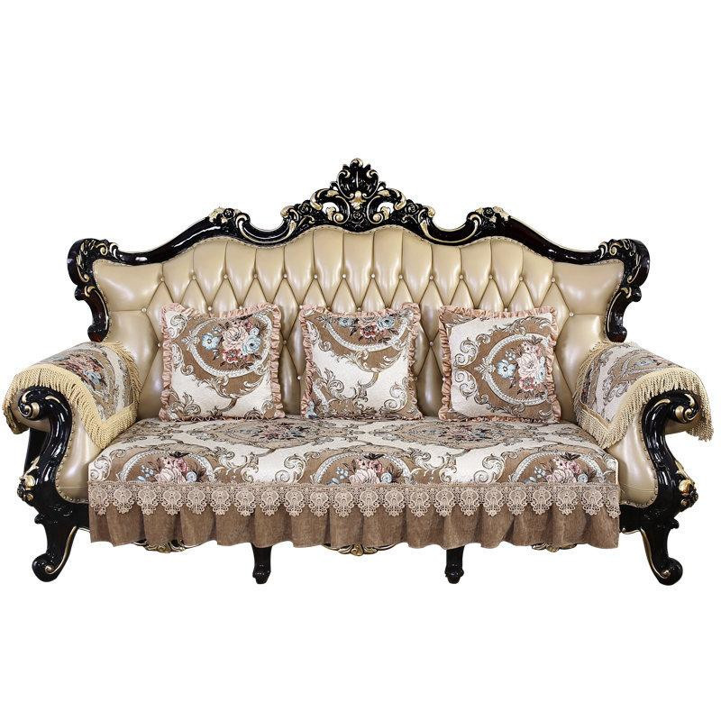 Super Six Sofatuch mit floralem Jacquard-Muster und Spitzensaum aus Baumwolle, rutschfest und waschbar, B/T: 70 x 75 cm - Bild 2