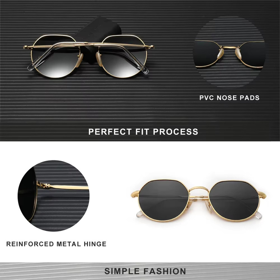 KINGSEVEN Sonnenbrille, hexagonal, Vollrand, Metall, gold, Unisex - Bild 2